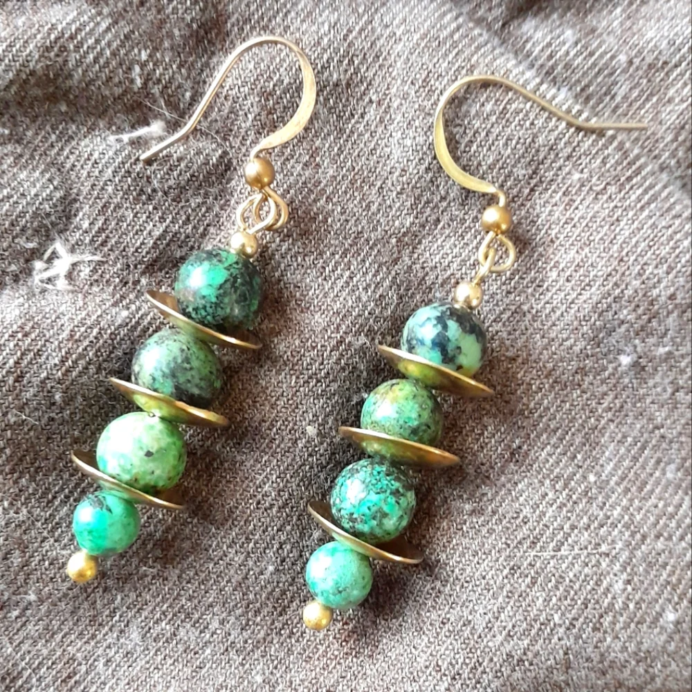 SOLD! African Turqoise 'Saucer' Earrings - Picture 1 of 3